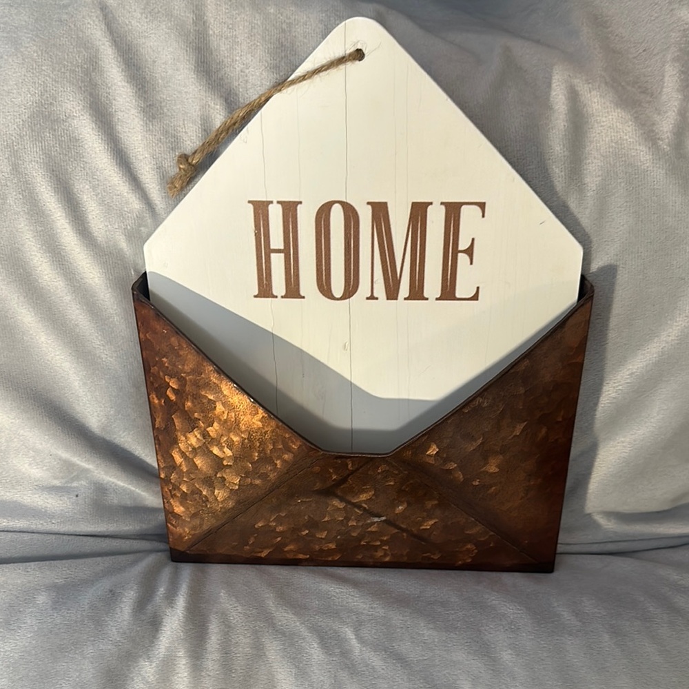 Copper Envelope Wall Decor with Home Sign attached. - Picture 2 of 6